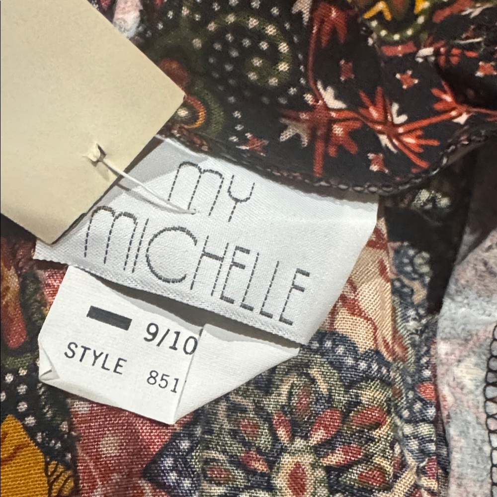 Deadstock 1990s My Michelle 100% Rayon, Made in USA, V-Neck Psychedelic Geometri - Picture 9 of 11
